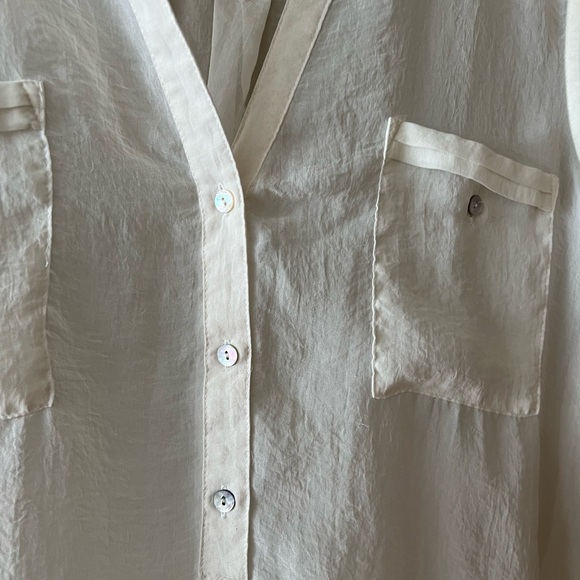 Apt. 9 Light Cream Semi Sheer Button Front Sleeveless Top - Picture 4 of 10